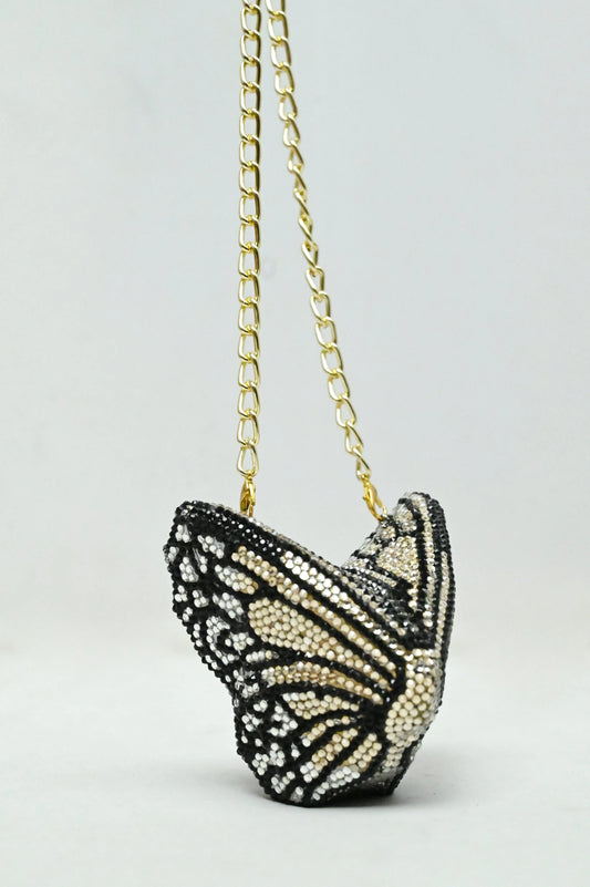 Butterfly Mini Gold Clutch - Crystal