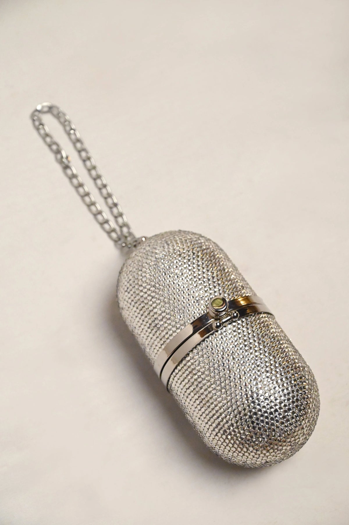 Pill Silver Clutch - Crystal