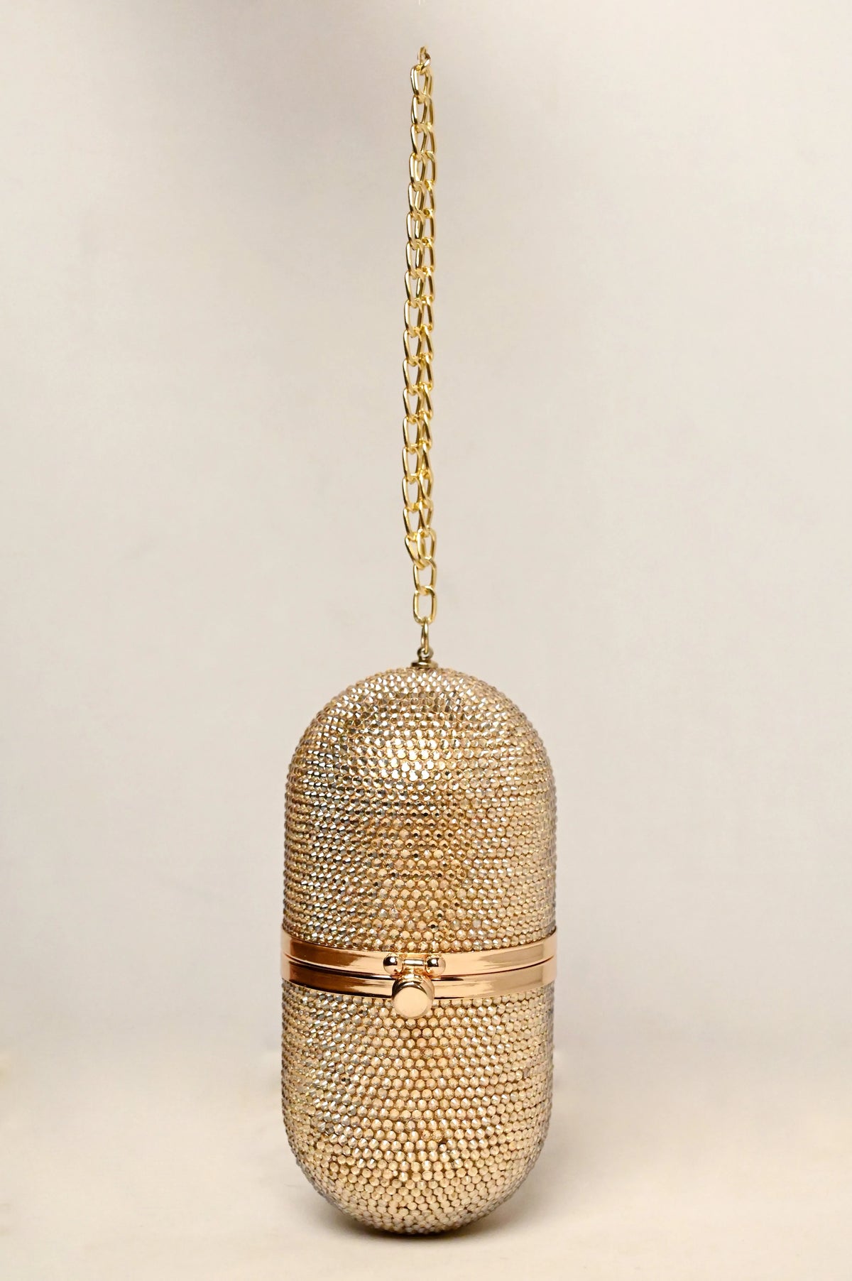 Pill Gold Clutch - Crystal