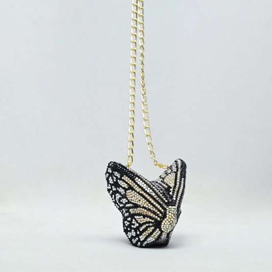 Butterfly Mini Gold Clutch - Crystal