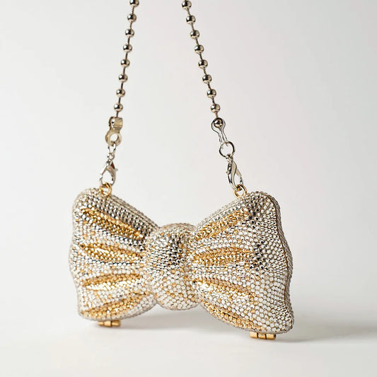 Bow Gold/Silver Clutch - Crystal