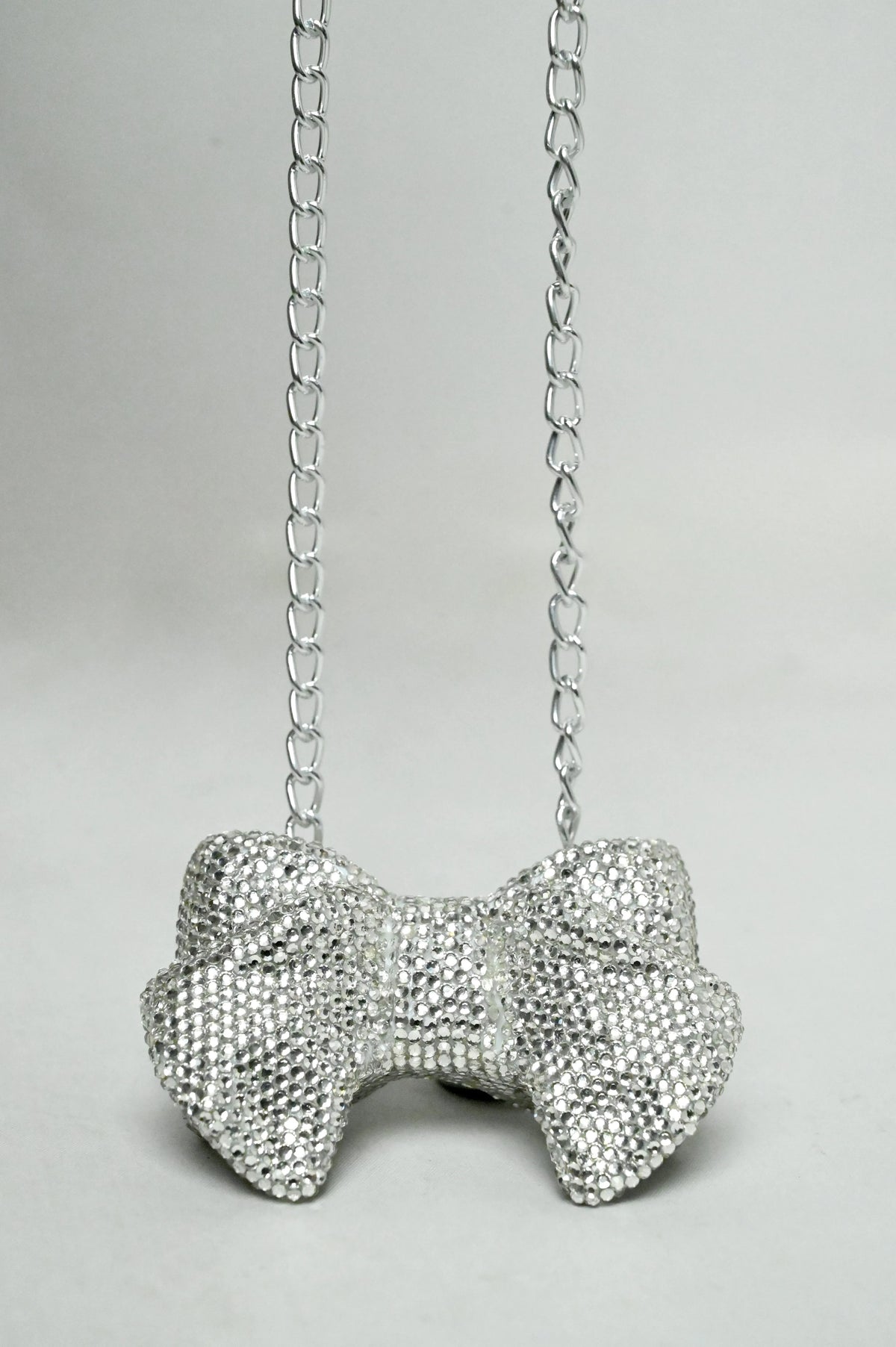 Bow Mini Silver Clutch - Crystal
