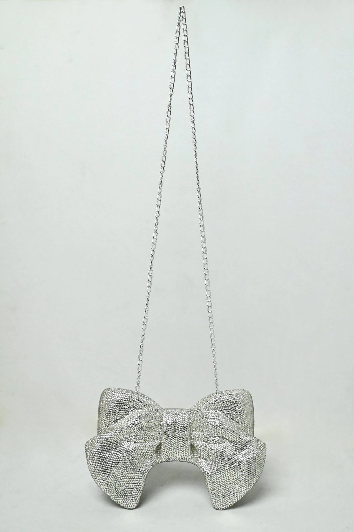 Bow Silver Clutch - Crystal