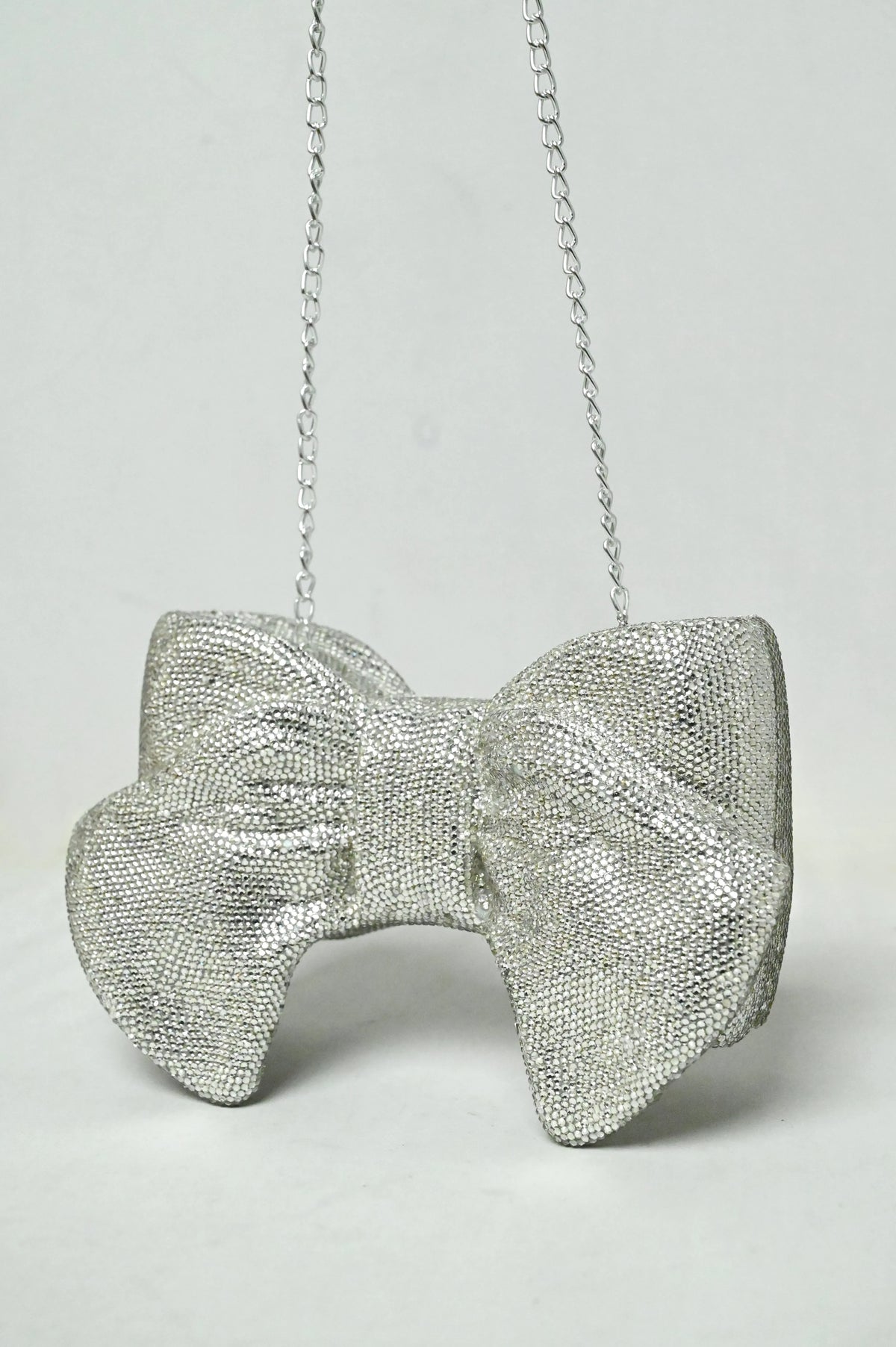 Bow Silver Clutch - Crystal