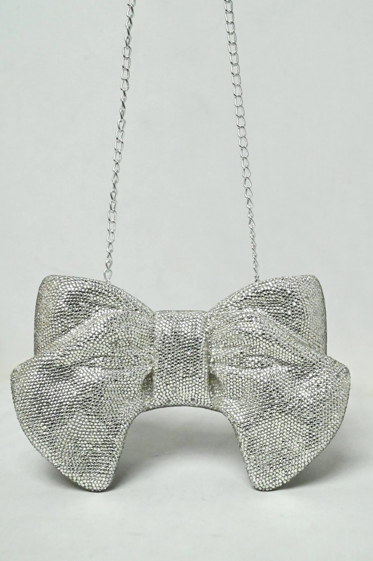 Bow Silver Clutch - Crystal