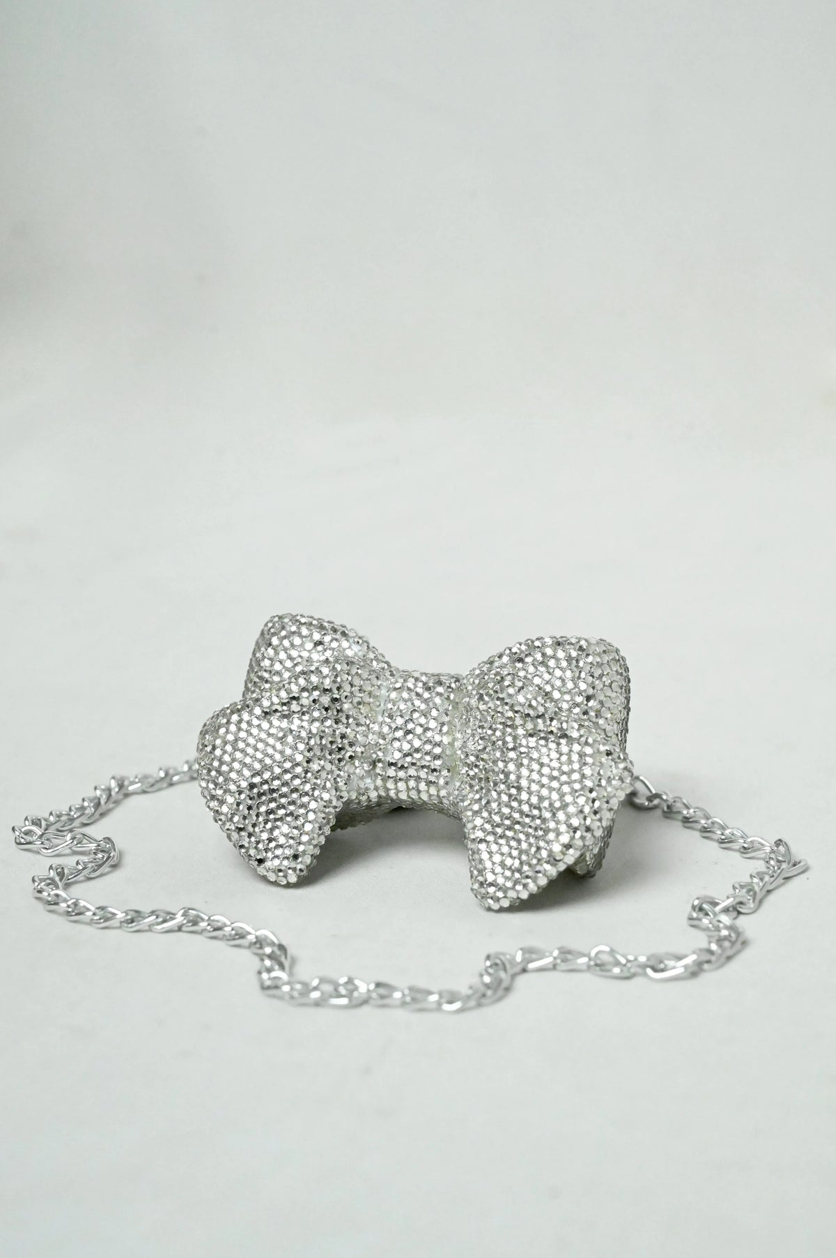 Bow Mini Silver Clutch - Crystal