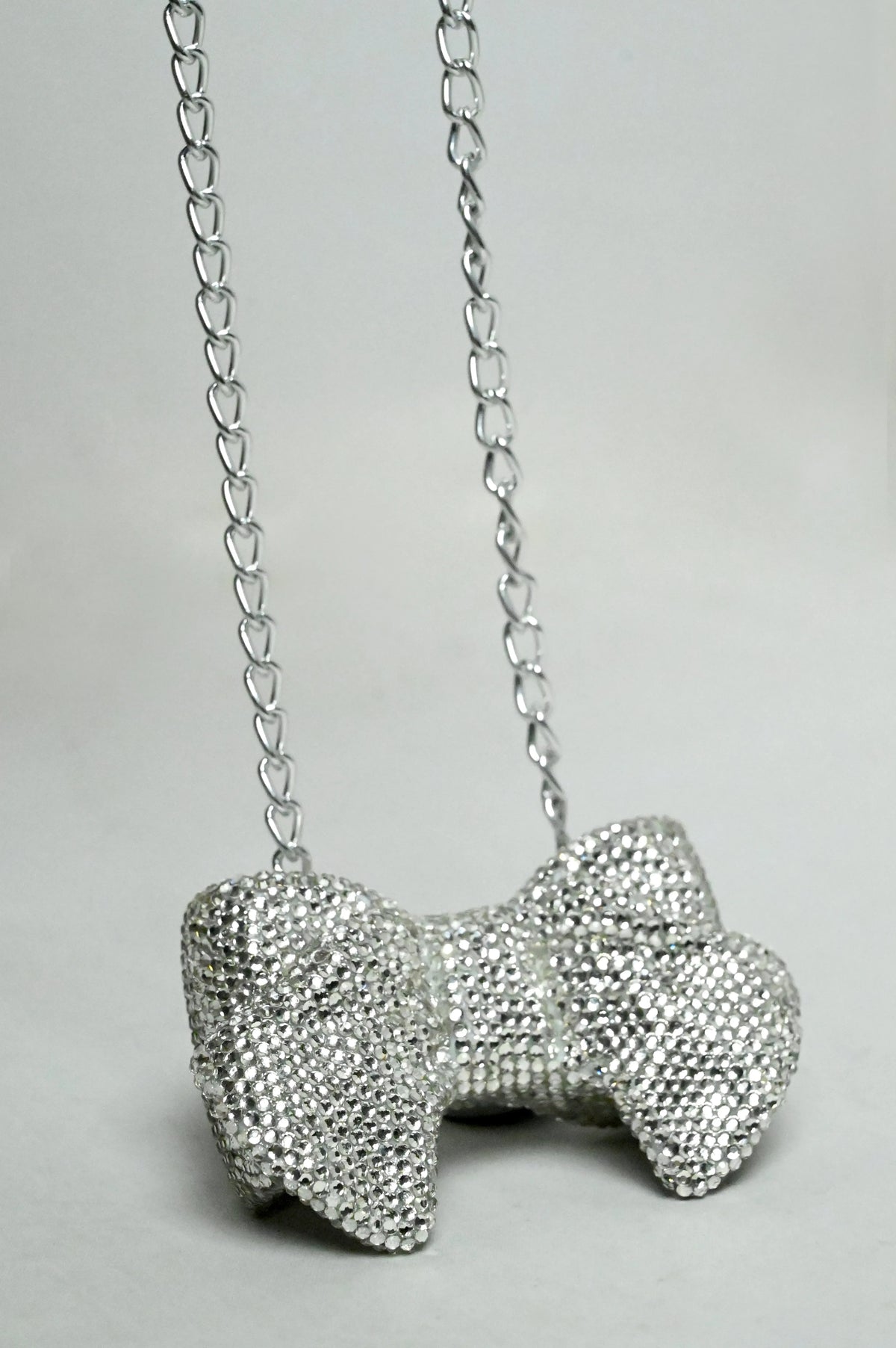 Bow Mini Silver Clutch - Crystal
