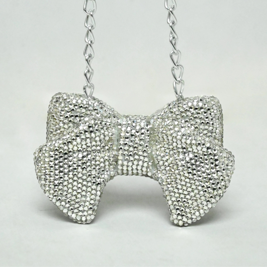 Bow Mini Silver Clutch - Crystal