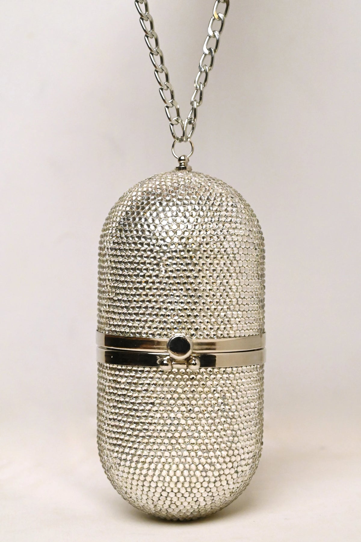 Pill Silver Clutch - Crystal