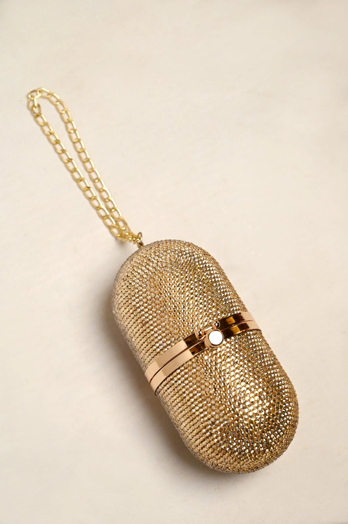 Pill Gold Clutch - Crystal