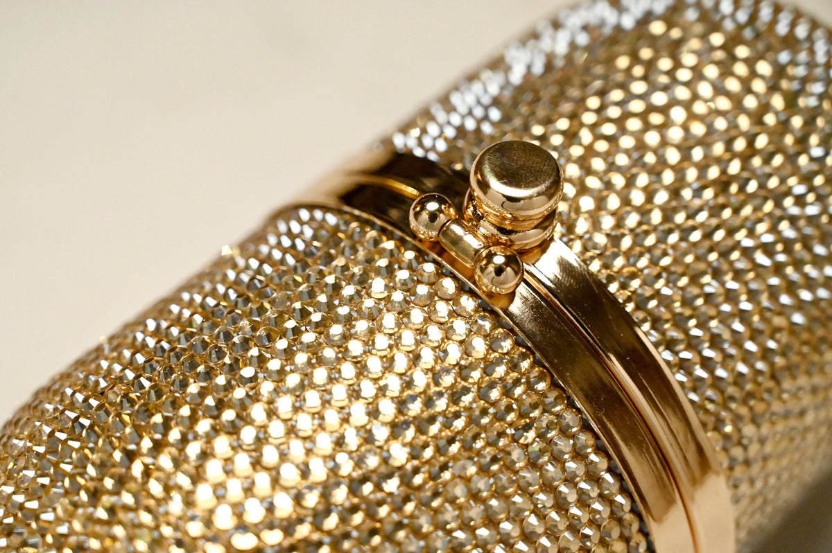 Pill Gold Clutch - Crystal