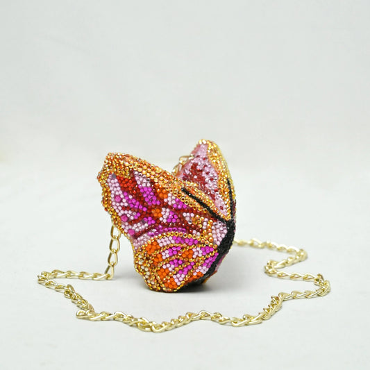 Butterfly Mini Pink Clutch - Crystal