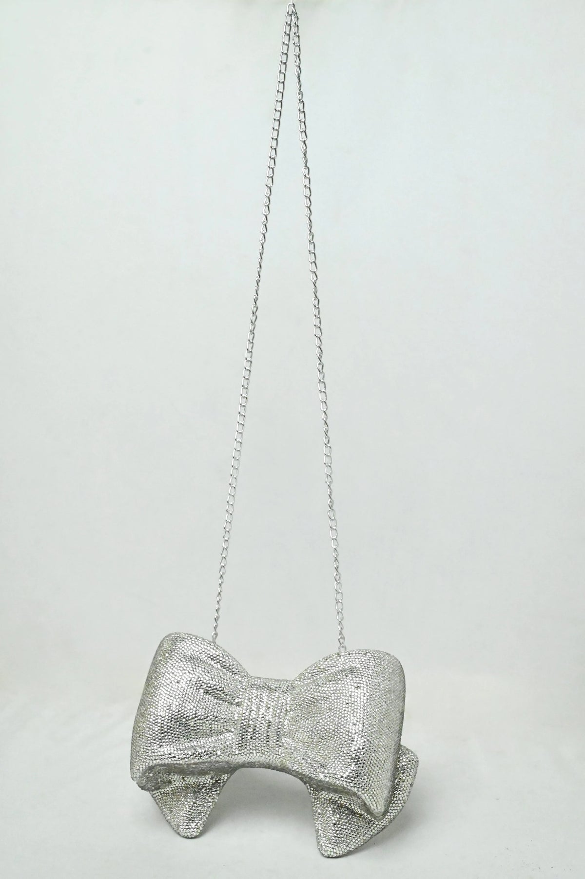 Bow Silver Clutch - Crystal