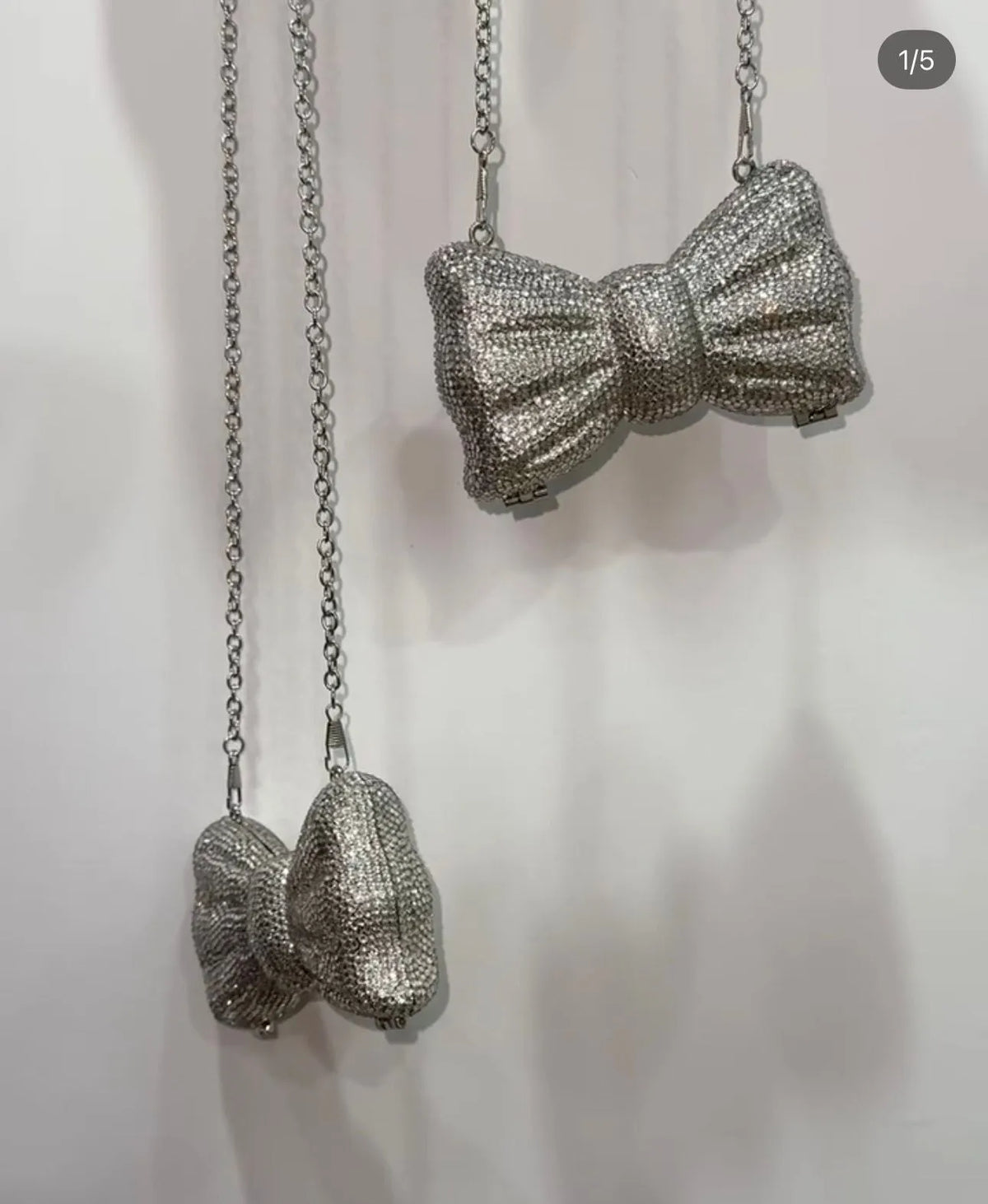 Bow Silver Clutch - Crystal