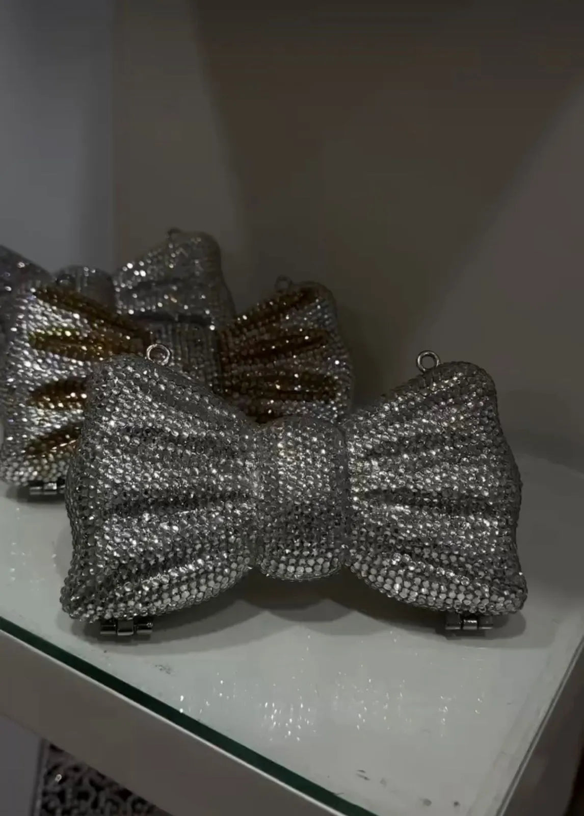 Bow Silver Clutch - Crystal